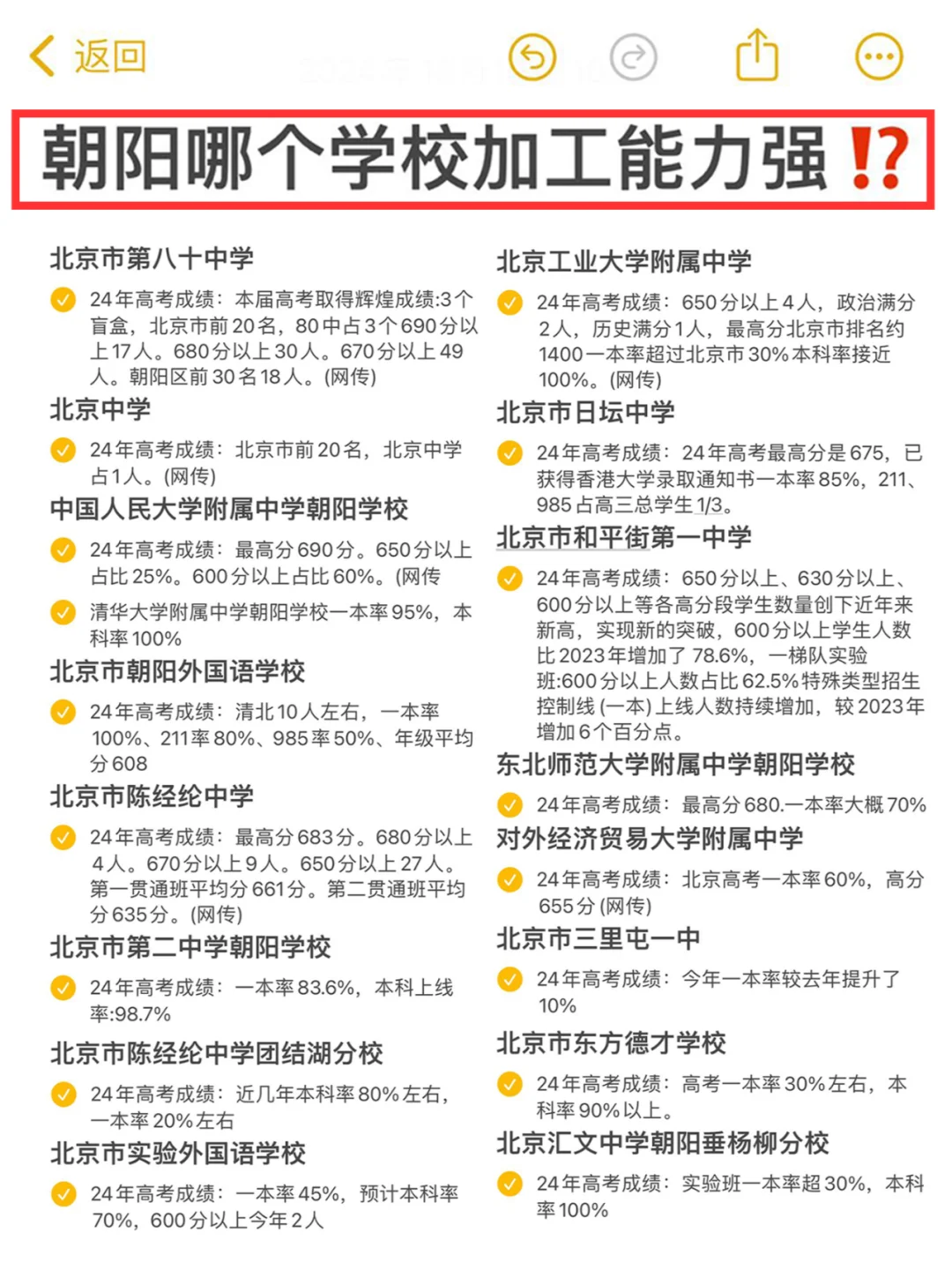 朝阳到底哪个学校加工能力强⁉️