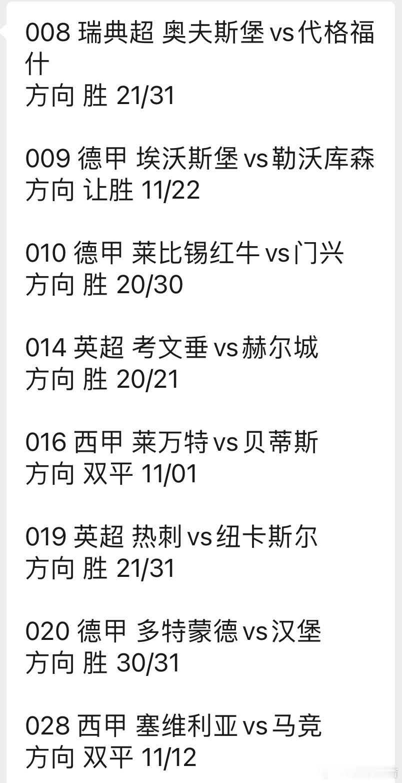 诚嘉今日扫盘⬇️⬇️⬇️008 瑞典超 奥夫斯堡vs代格福什方向 胜 21/31