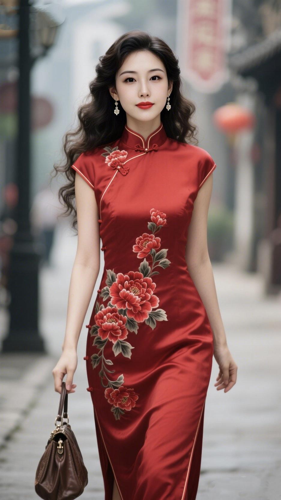 《穿旗袍的人，藏着旧时光》
 
盘扣扣紧半阙民国风
立领托着檐角的月
丝绸滑过青