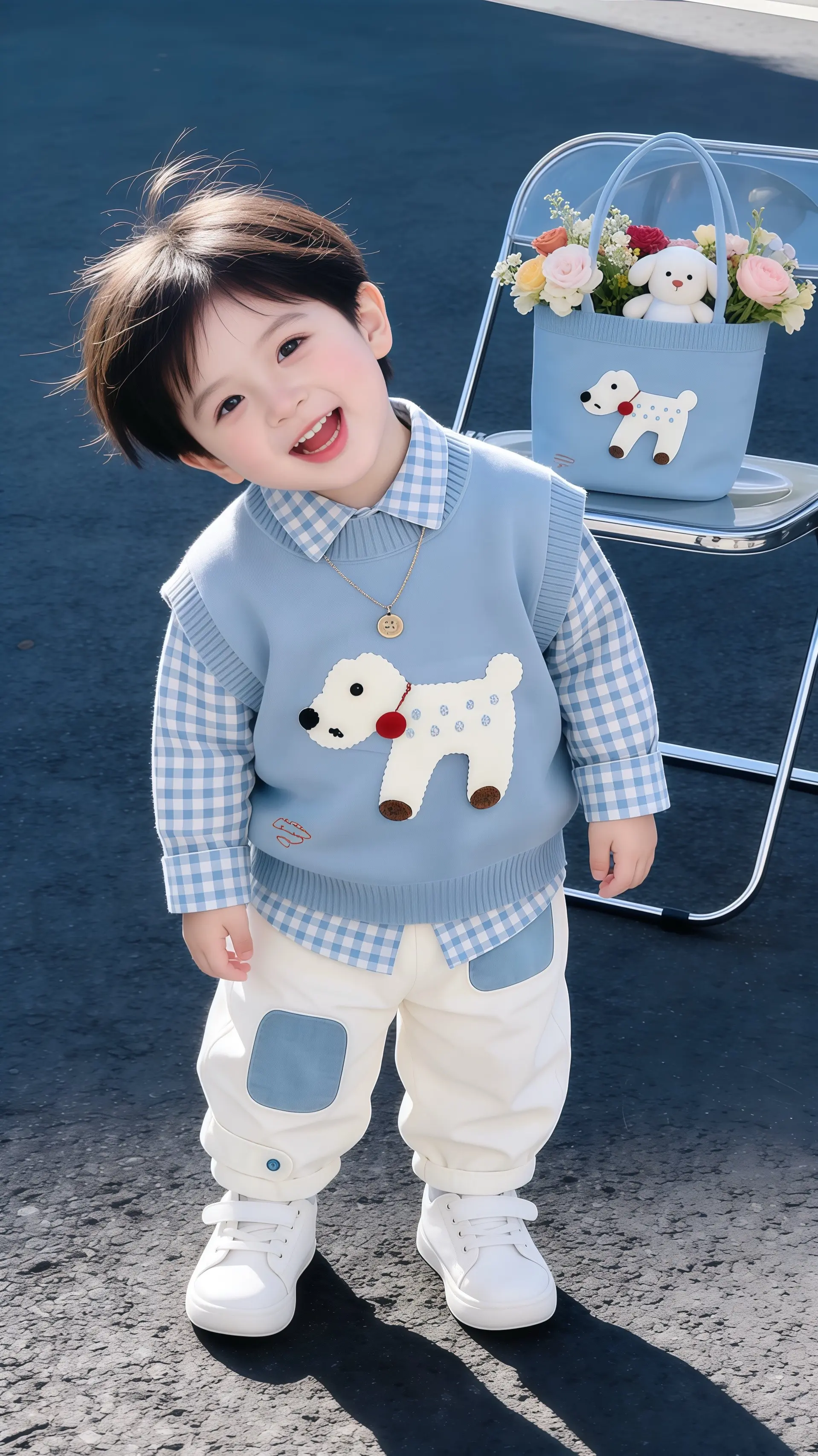 男童时尚春秋套装。