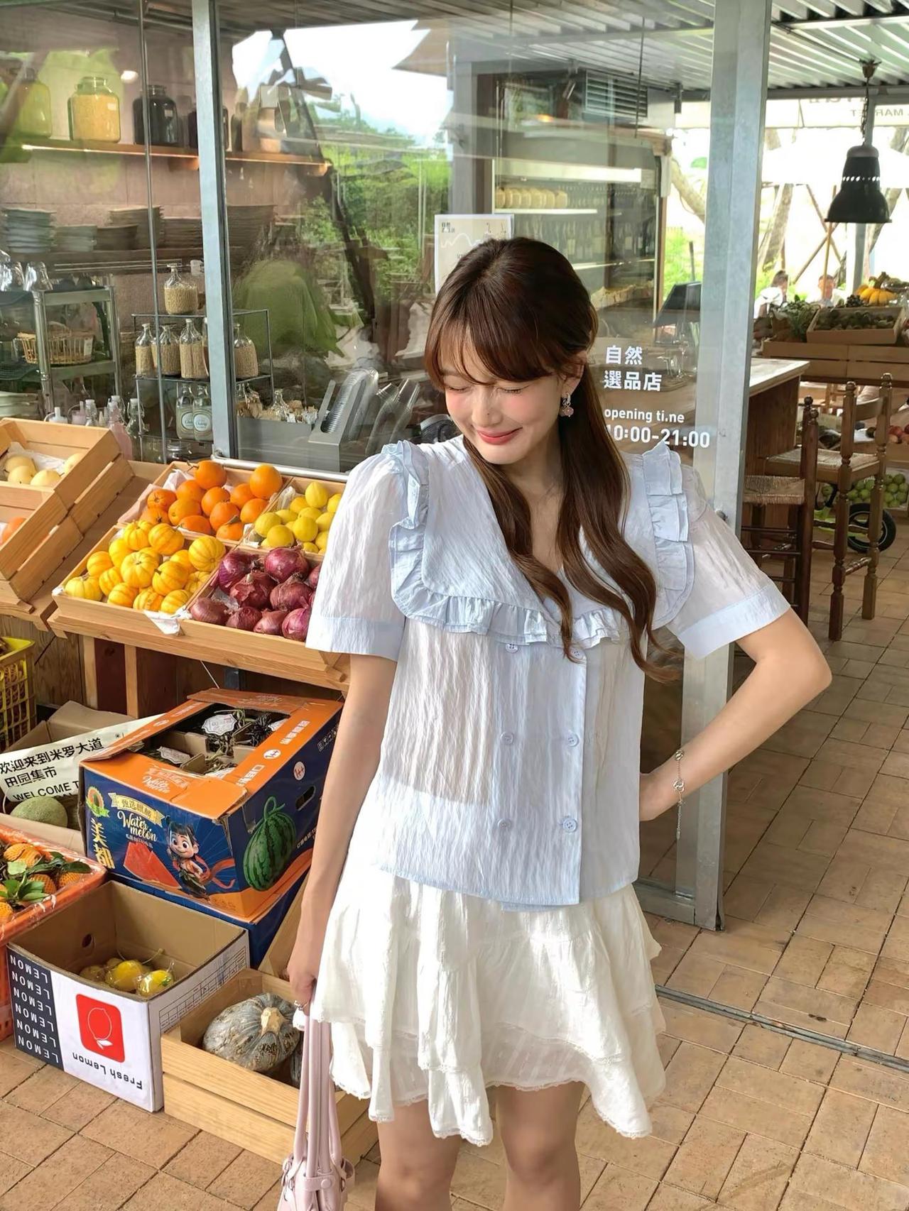 今天的心情是蓝色的🩵。少女感夏日ootd 夏日穿搭 拍照姿势 韩系穿搭