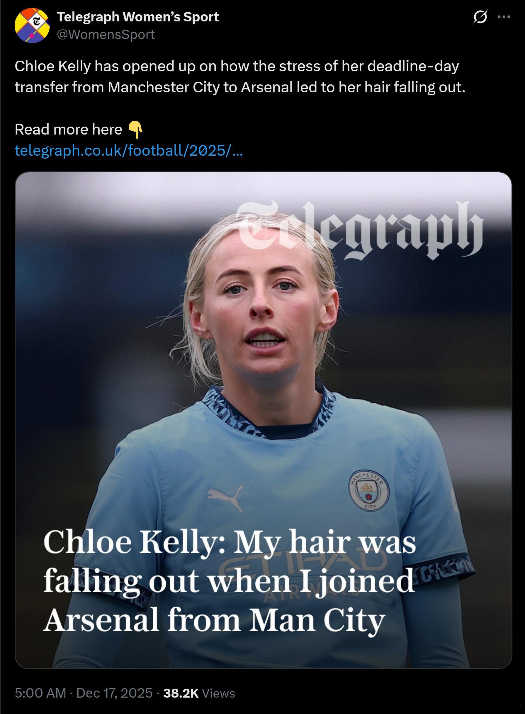 本赛季过半，Chloe Kelly在阿森纳8次出场1次首发，总比赛时长174分钟