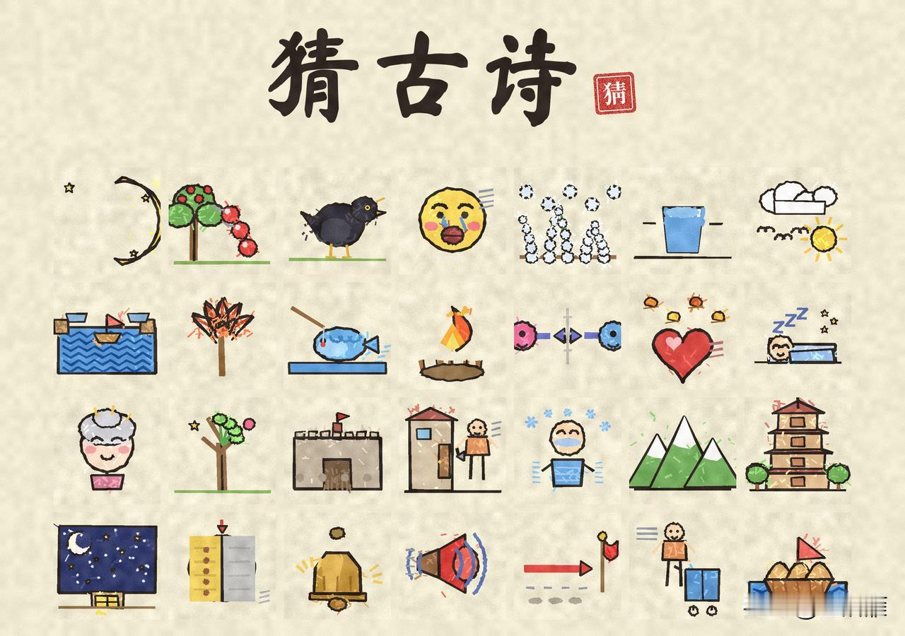 看图猜古诗！
一幅画一个字
猜一猜是哪首古诗？