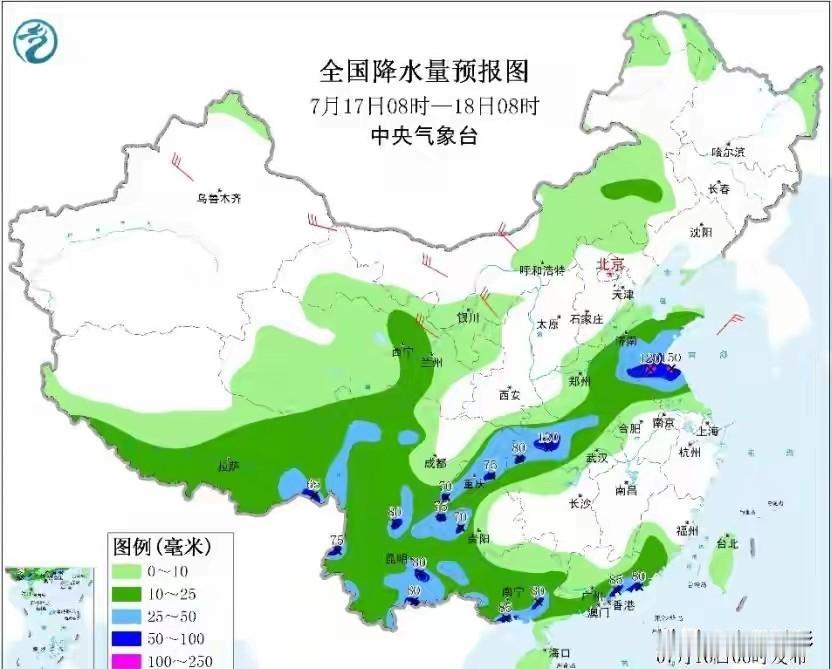 三预警齐发！全国多地暴雨高温双重夹击
 
中央气象台今日连发暴雨、强对流、高温三