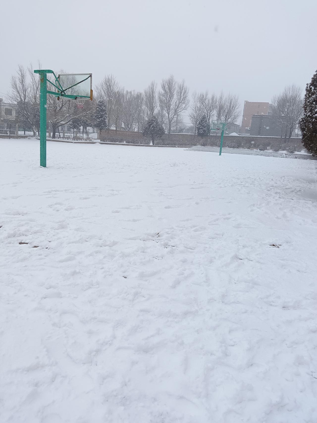 2026年东北小镇开春下了第一场雪，雪地里的篮球场，静谧而美丽。东北滑雪胜地 东