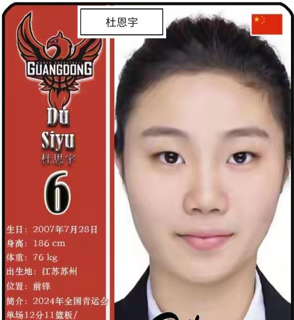 杜思宇，广东U21女篮夺全国冠军主力，可塑性超李梦！
       杜思宇，20