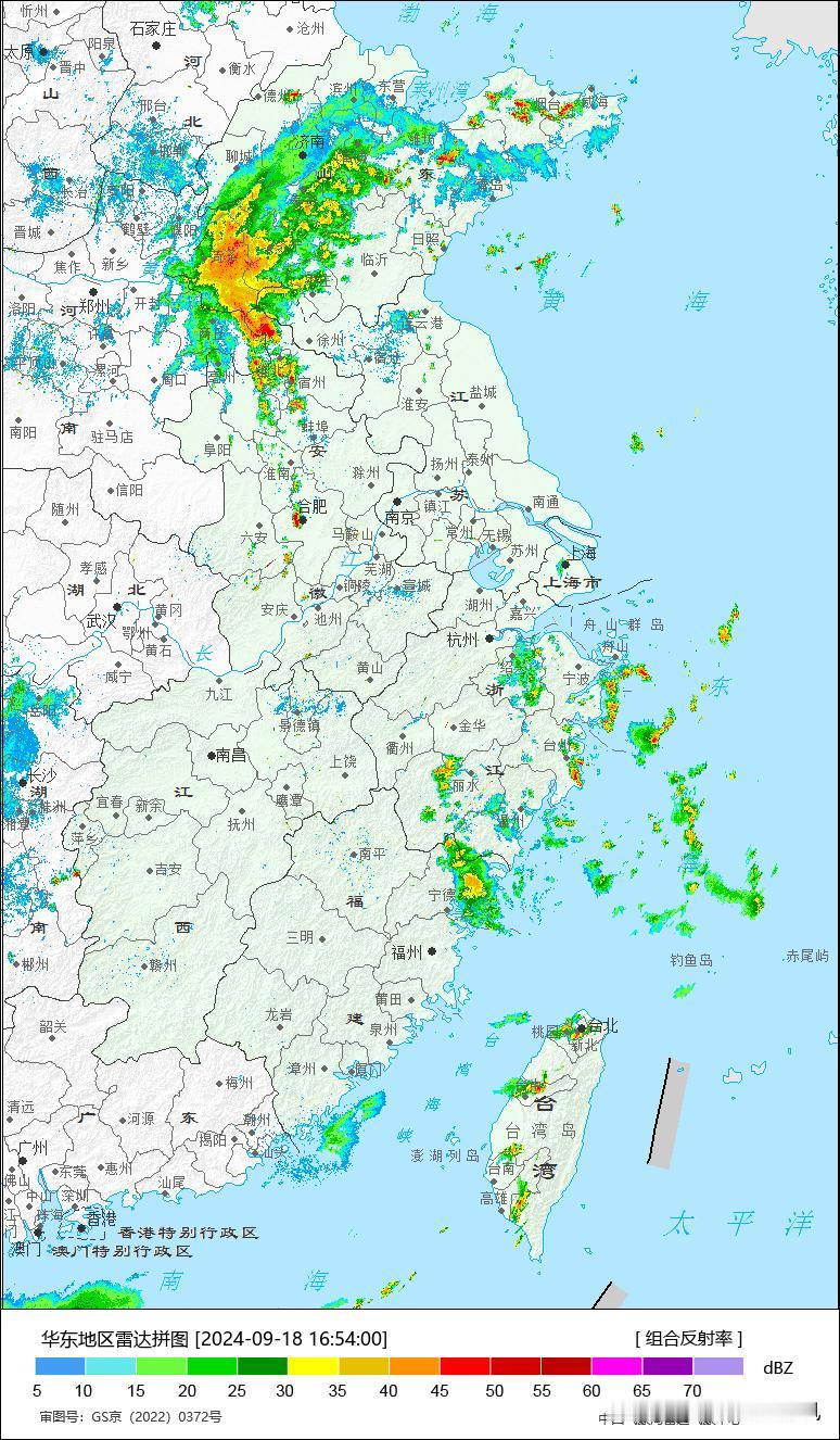 今天白天台风贝碧嘉的暴雨云团继续滞留在河南、山东、安徽三省交界处，上述地区累积雨