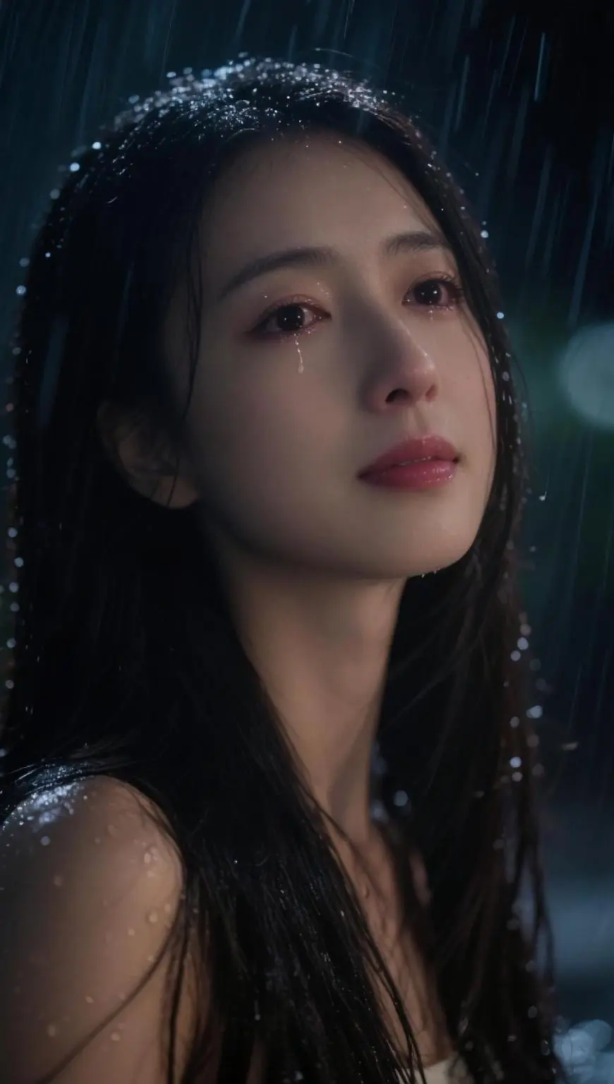 AI雨夜伤情写真 ai创作