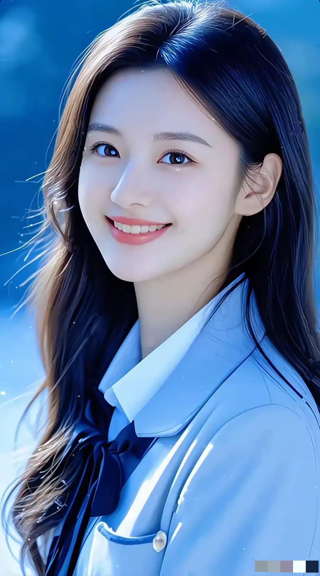 明眸熠熠似星空
皓齿晶莹笑靥红
丽影翩翩惊彩蝶
含羞顾盼醉春风