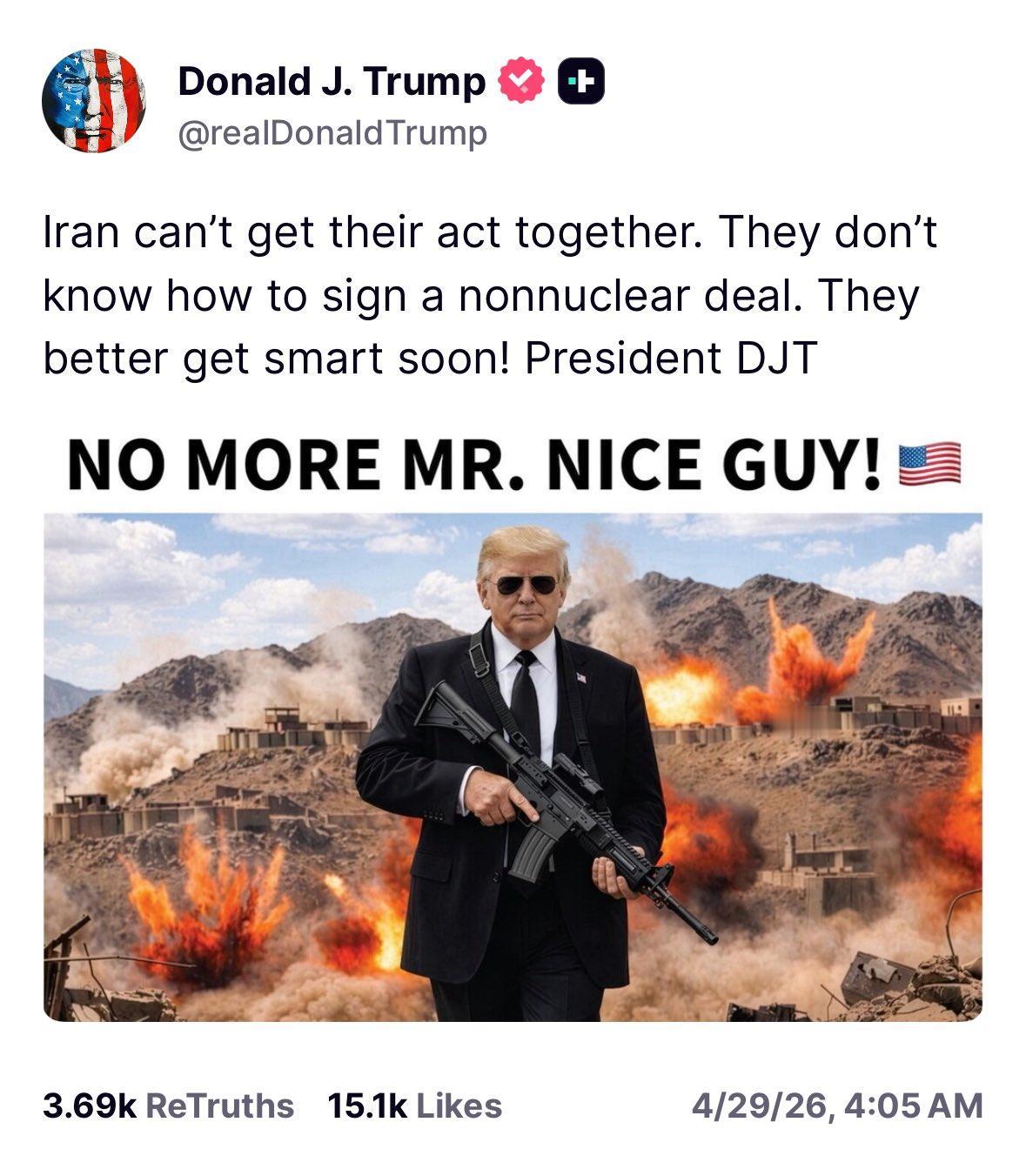 特朗普：“伊朗就是搞不清楚状况。他们连无核协议都不懂得如何签署。他们最好赶紧放聪