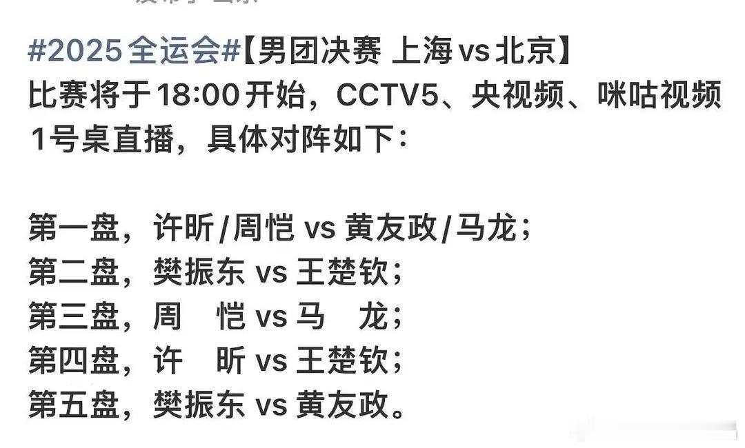 这个排兵布阵很有讲究，许昕压力有点大。 