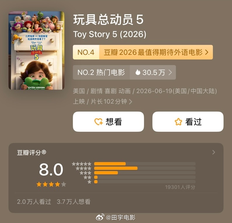 抓特务开分7.5端午档豆瓣最先开分的两部电影《抓特务》7.5、《玩具总动员5》8