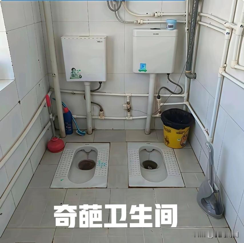 实拍奇葩共用卫生间！双蹲坑并排、连隔断都没有，谁用谁尴尬！
 
今天去朋友家做客
