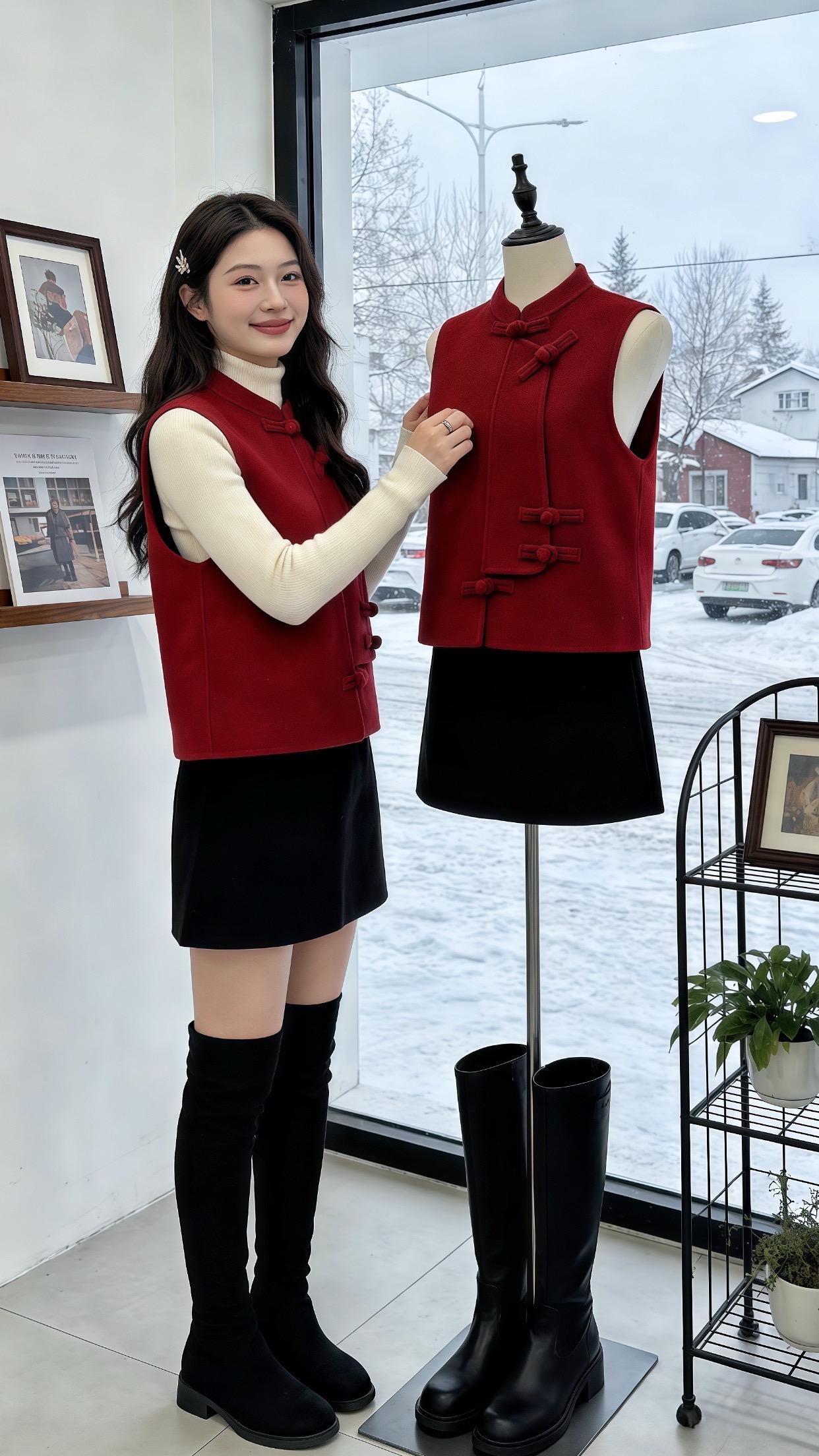 新年红马甲，年味氛围感拉满。