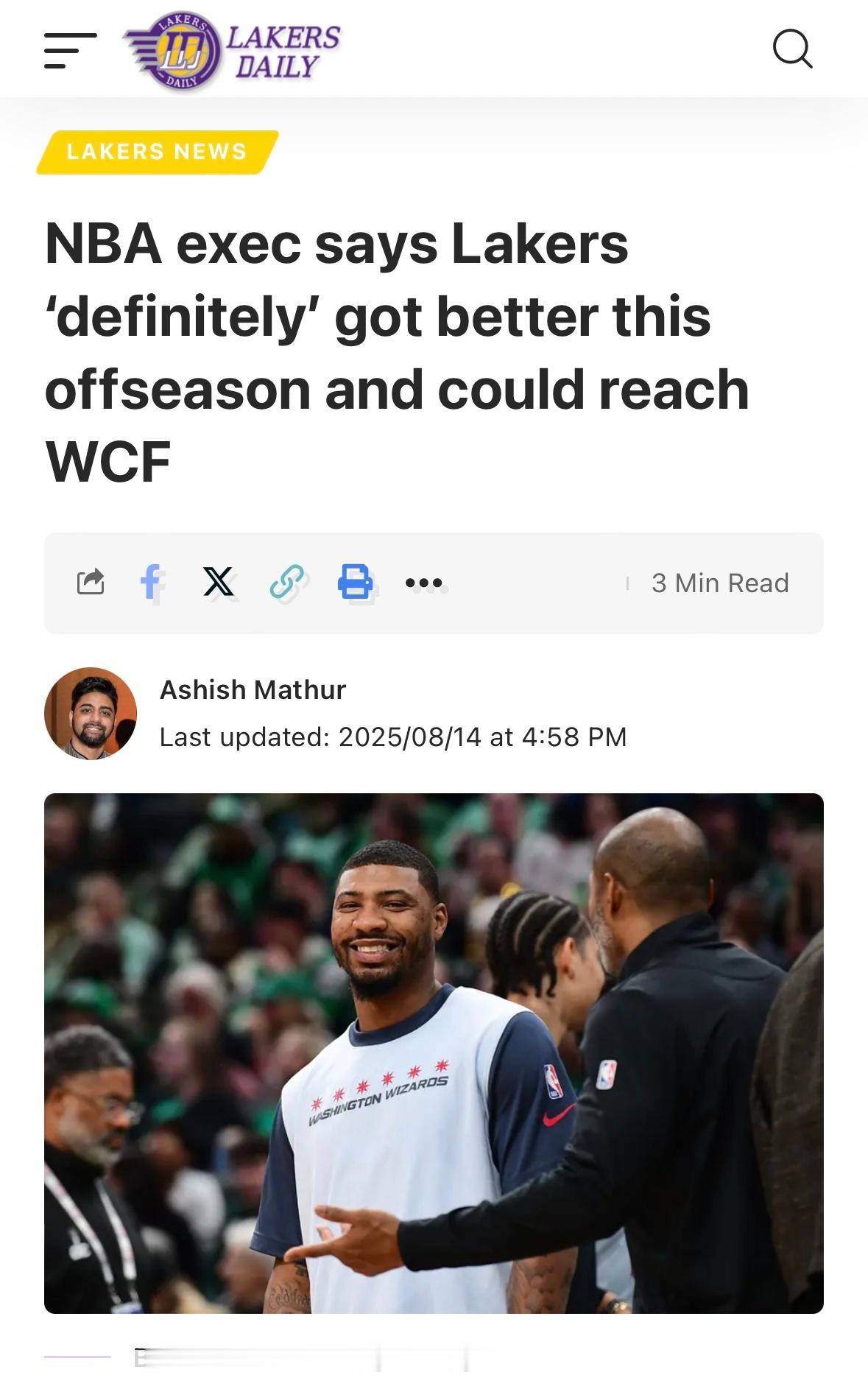 一位NBA高管表示，下赛季有望晋级西部决赛。佩林卡和湖人队的休赛期引援动作大概率
