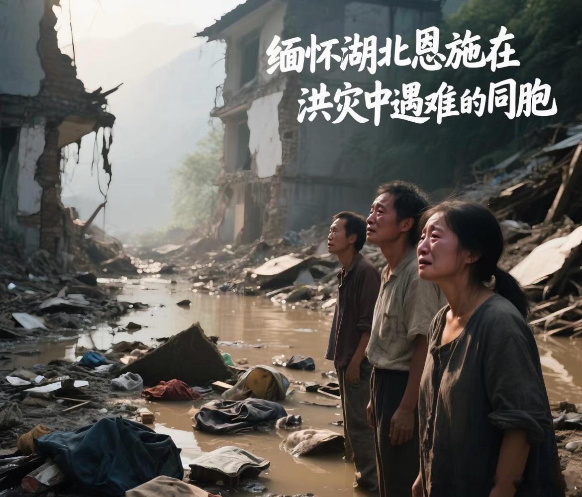 湖北雨滂沱他看着妻子消失在洪水中危急撤离的关头，水流势头凶猛根本无力阻拦，丈夫只