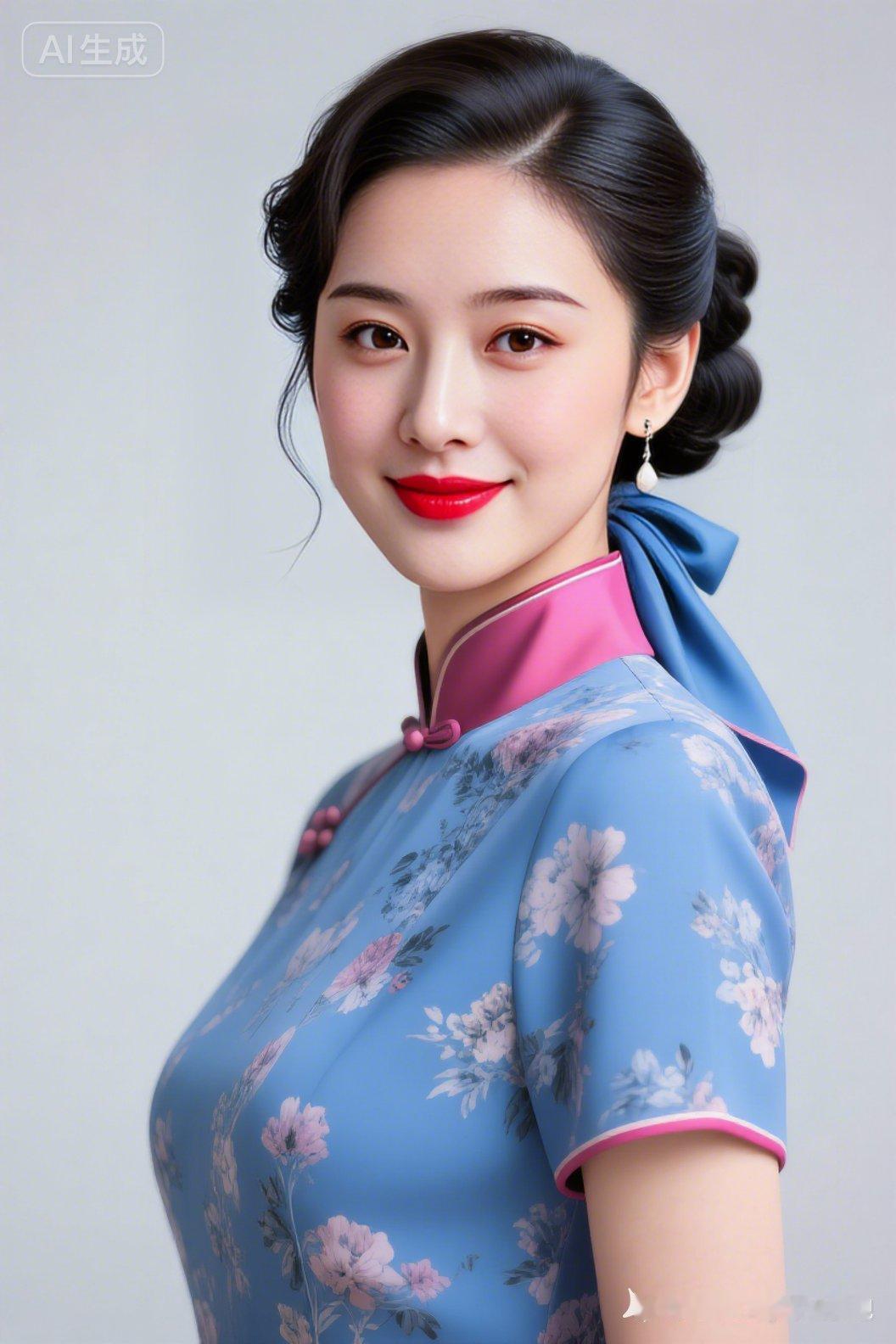 优雅旗袍，复古妆容，红唇魅力，尽显东方美！