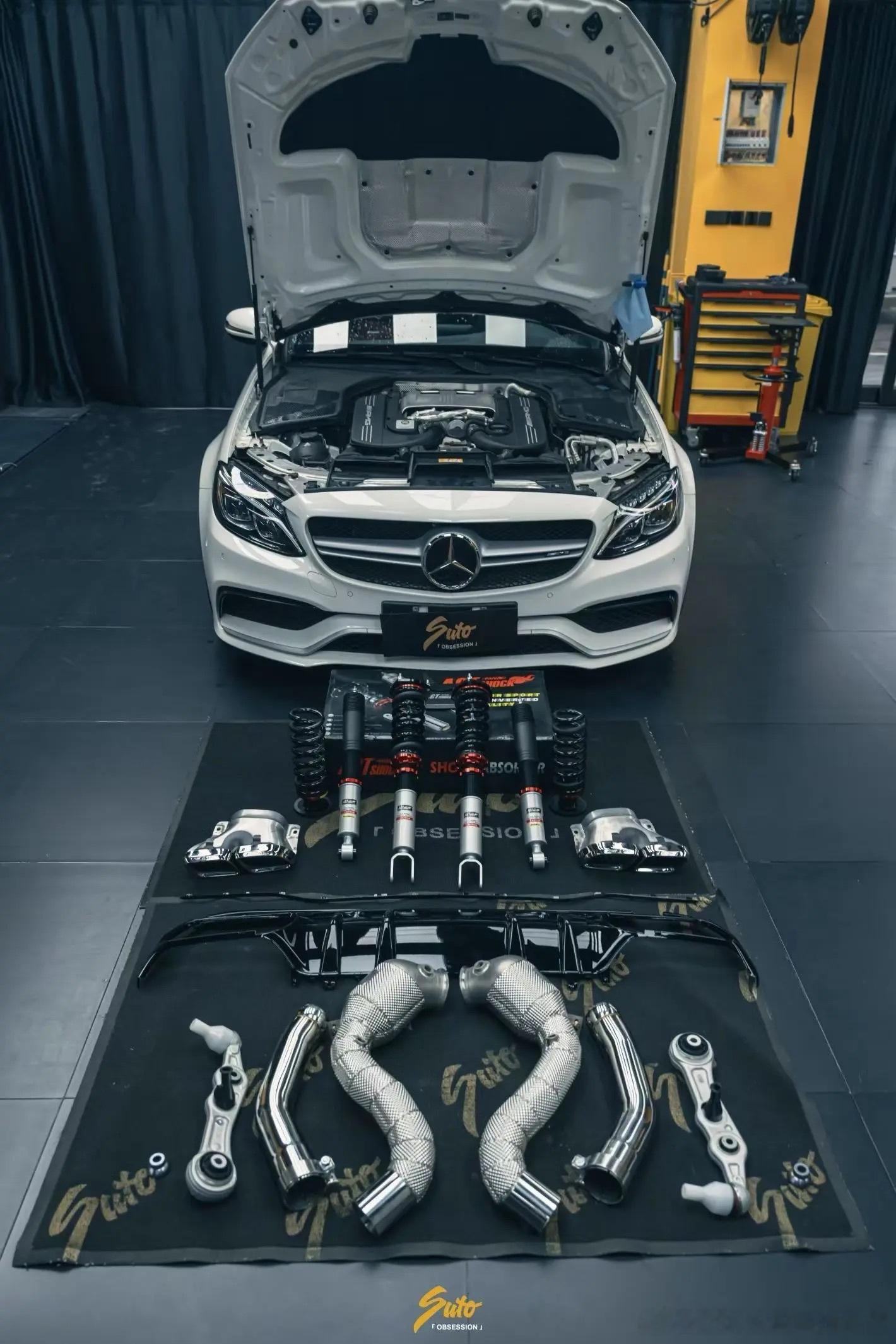 W205 奔驰C63 AMG  升级CSK隔热头段200目 打通任督二脉 、释放