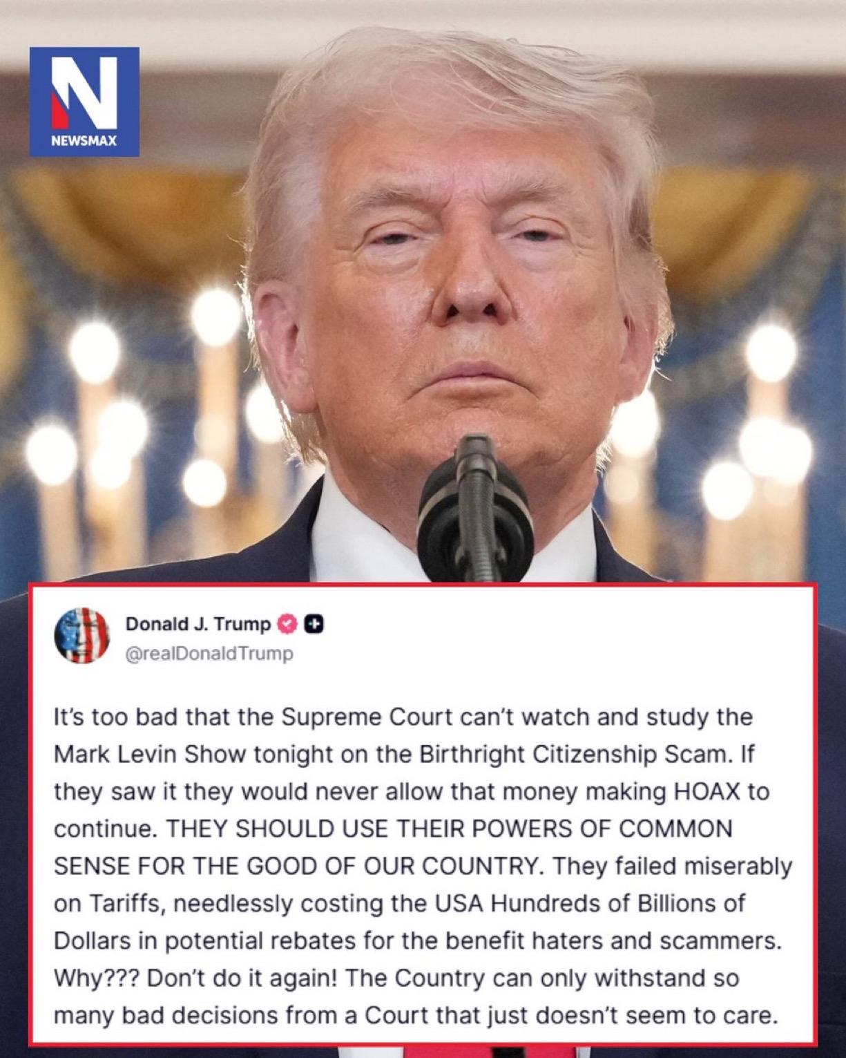 当地时间周一，特朗普在 Truth Social 上再次施压最高法院，敦促大法官