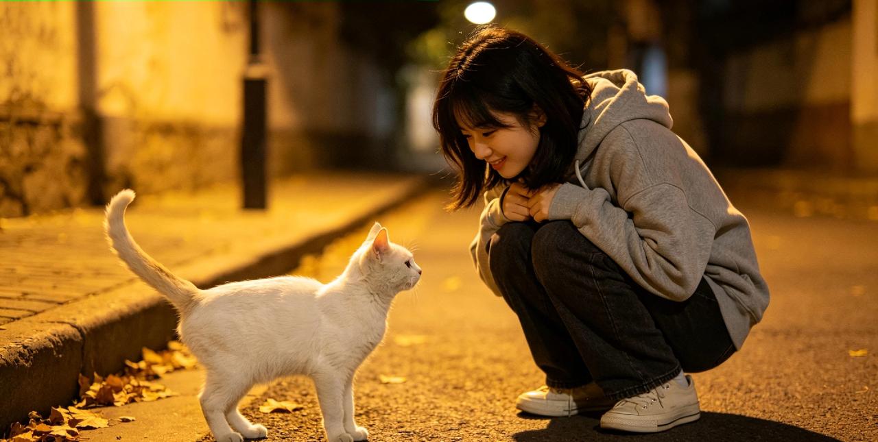 下班偶遇小流浪，一眼万年，缘分就是这么妙不可言。