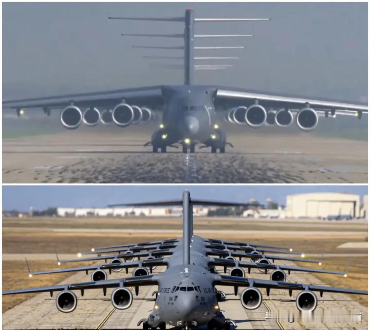 中美之间运输机差距一直是大家讨论的焦点。美国的C - 5“银河”运输机，最大起飞