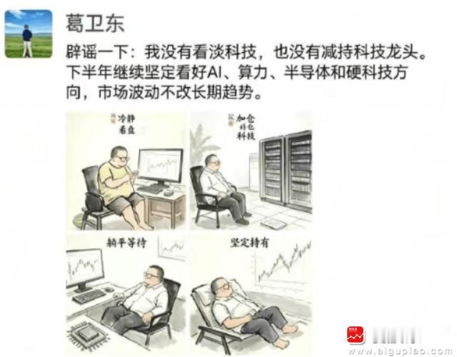 葛总的求生欲很强啊，昨天说下半年保护好胜利果实，今天就说继续看好AI、算力、半导