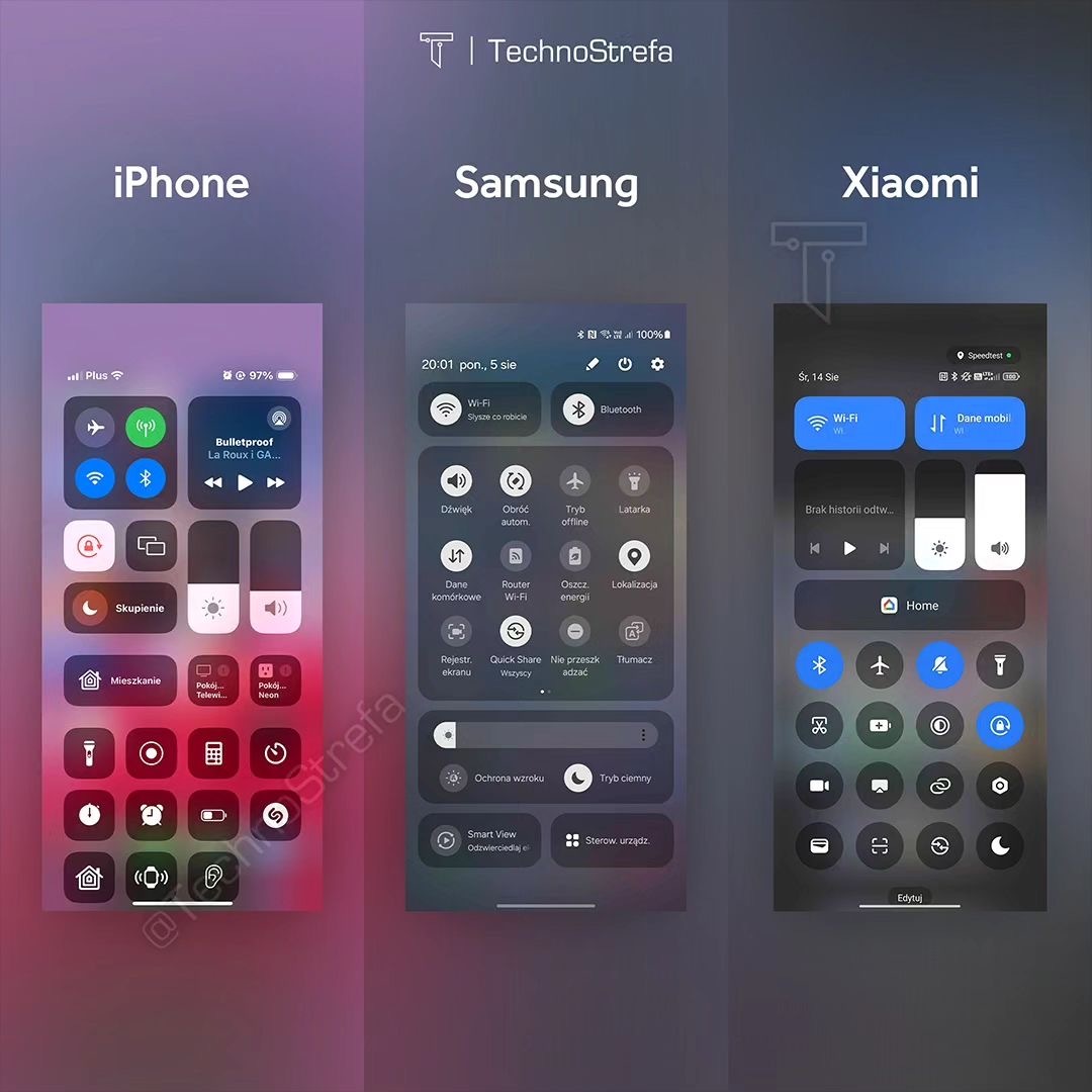 iPhone、三星、小米的控制中心对比，你更喜欢哪个？ ​​​