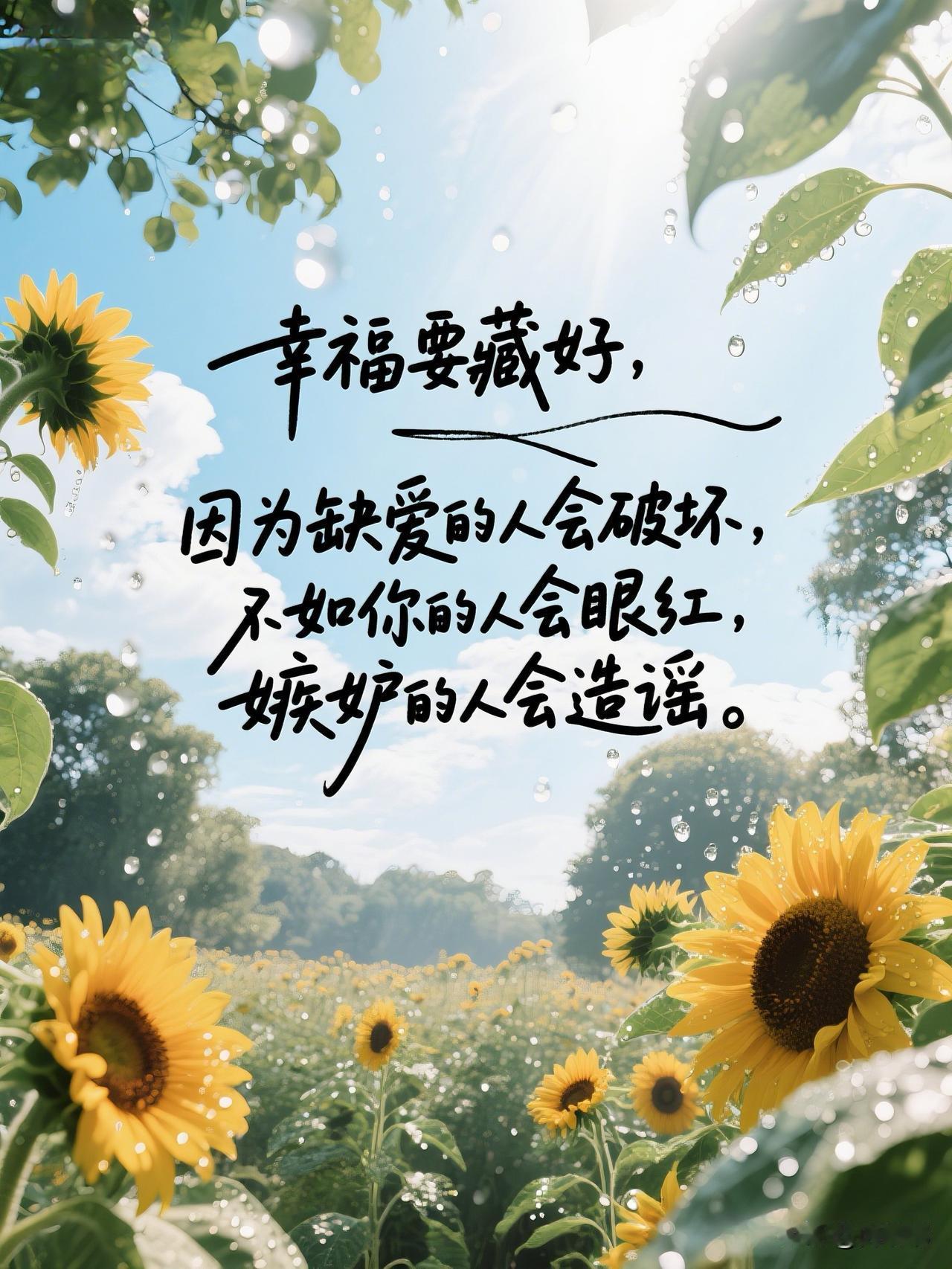 幸福要藏好，因为缺爱的人会破坏，不如你的人会眼红，嫉妒的人会造谣。[祈祷]这不是