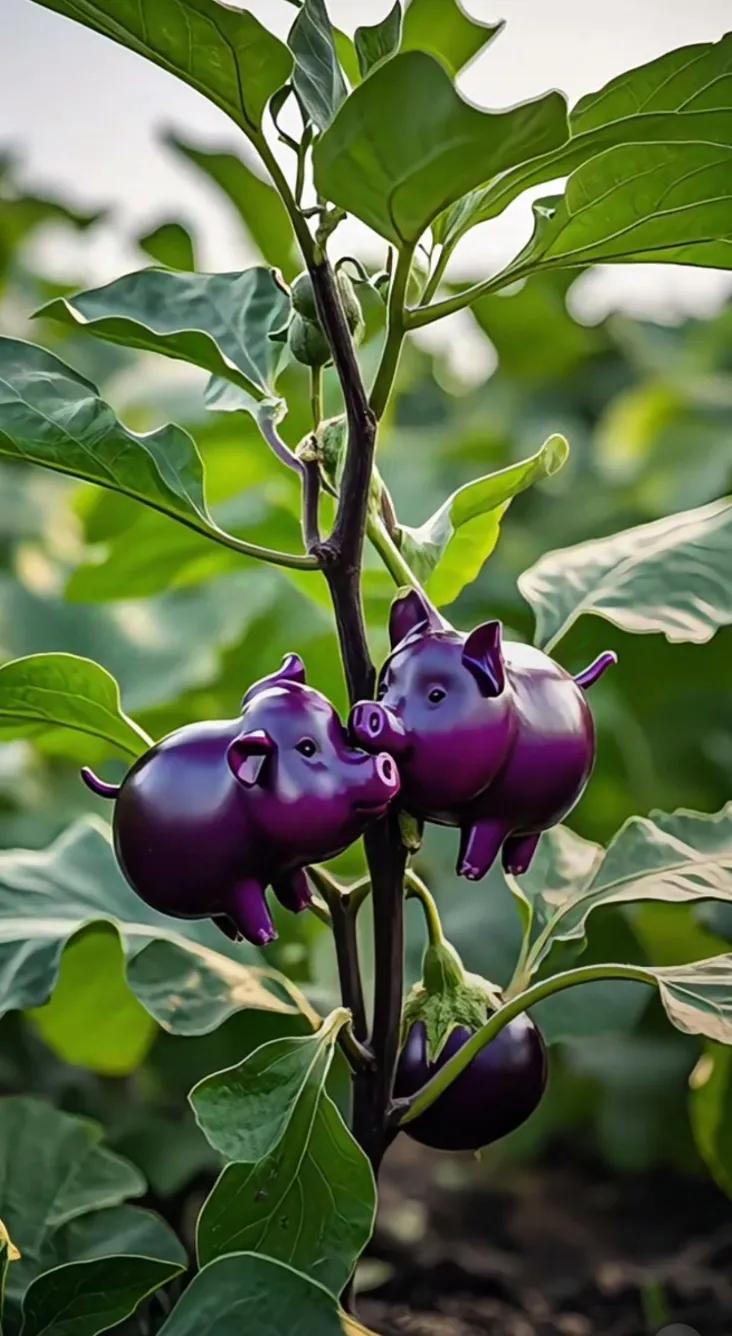萌猪茄子，可爱到爆！有花异果 园子里的动植物