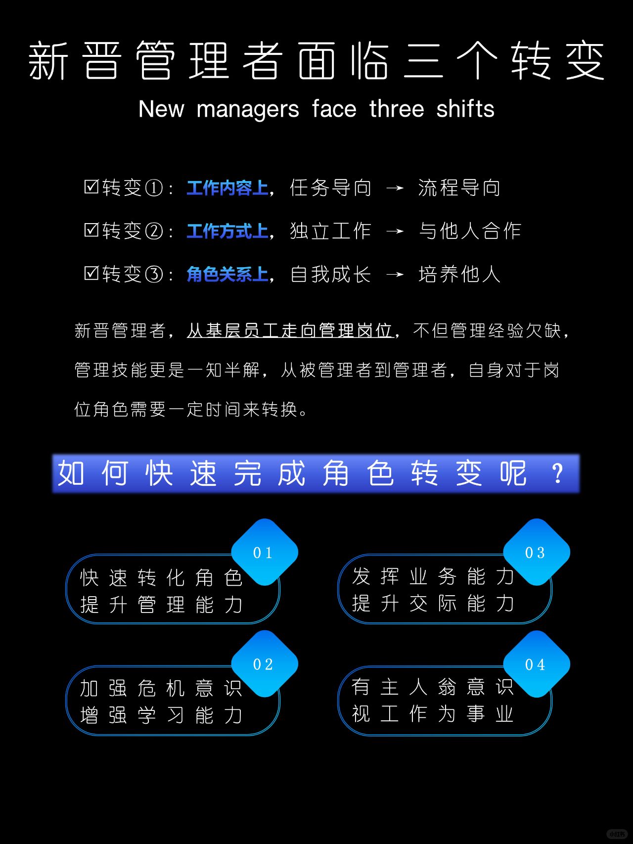 新晋管理者，如何快速完成角色转变❓