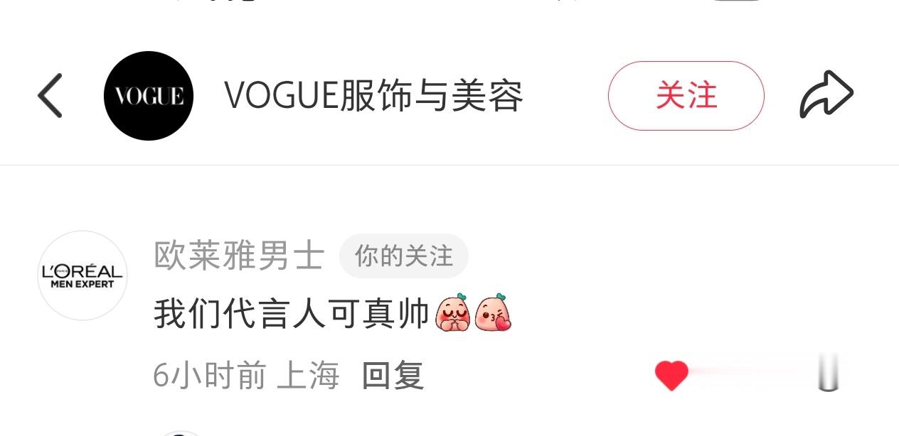 欧莱雅男士：Vogue负责惊艳世界，我们负责兜底这张惊艳世界的脸[doge]肖战
