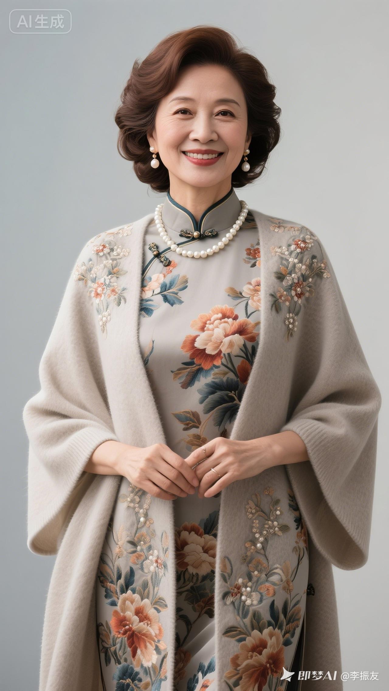 优雅气质，珍珠项链，复古旗袍，时尚穿搭