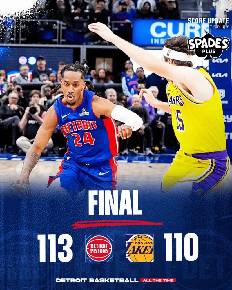 险胜湖人！活塞官媒晒本场比赛的终场海报：底特律大胜
03月25日讯 在紧张激烈的