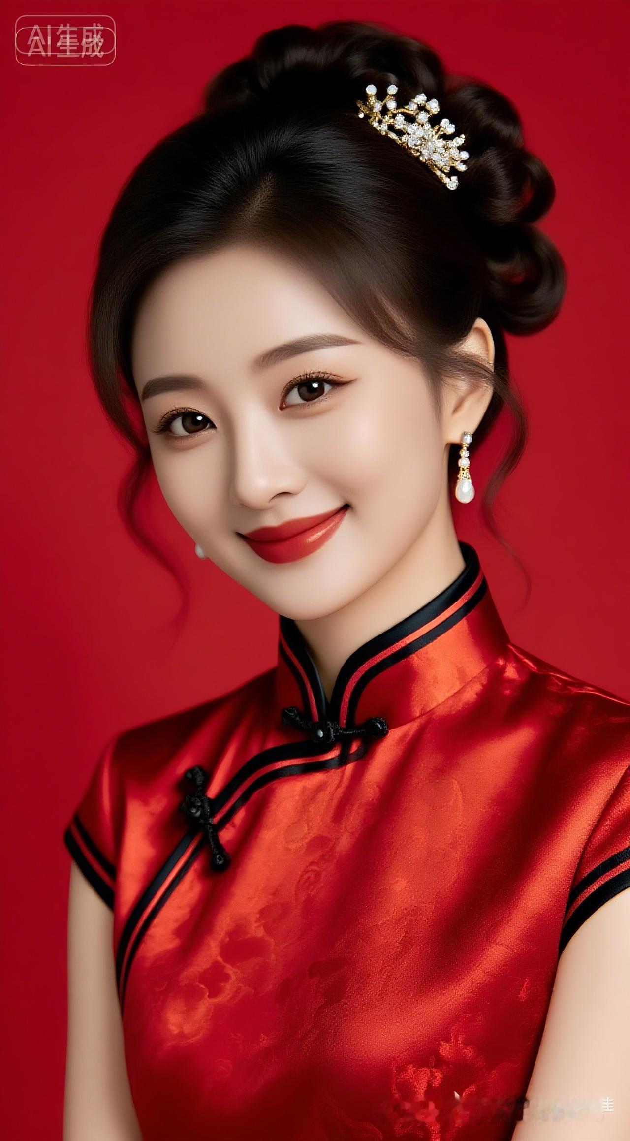 优雅旗袍，红衣美人，复古妆容，惊艳时光