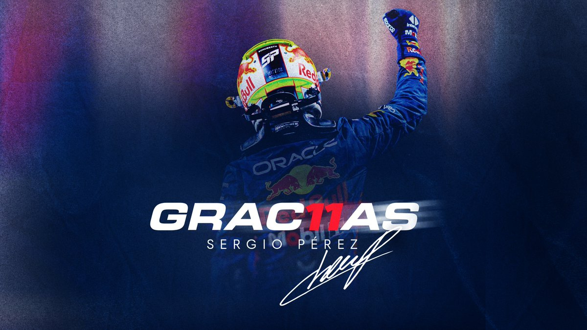 红牛车队宣布佩雷兹离开的海报：Gracias por todo Checo! 