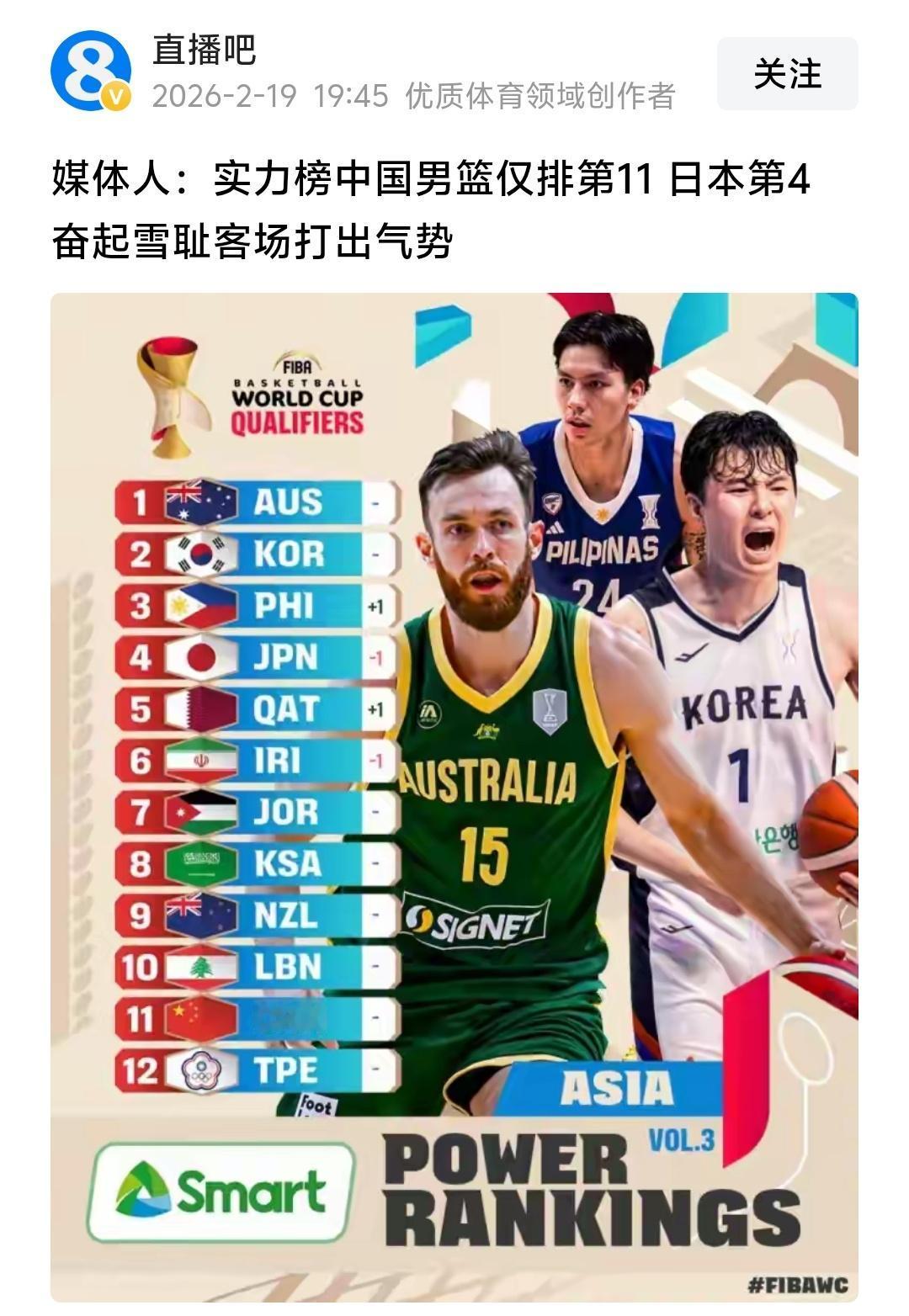 这纯粹胡扯淡，中国男篮曾经的亚洲霸主，即便现在没落了，也不至于排名亚洲11位，我