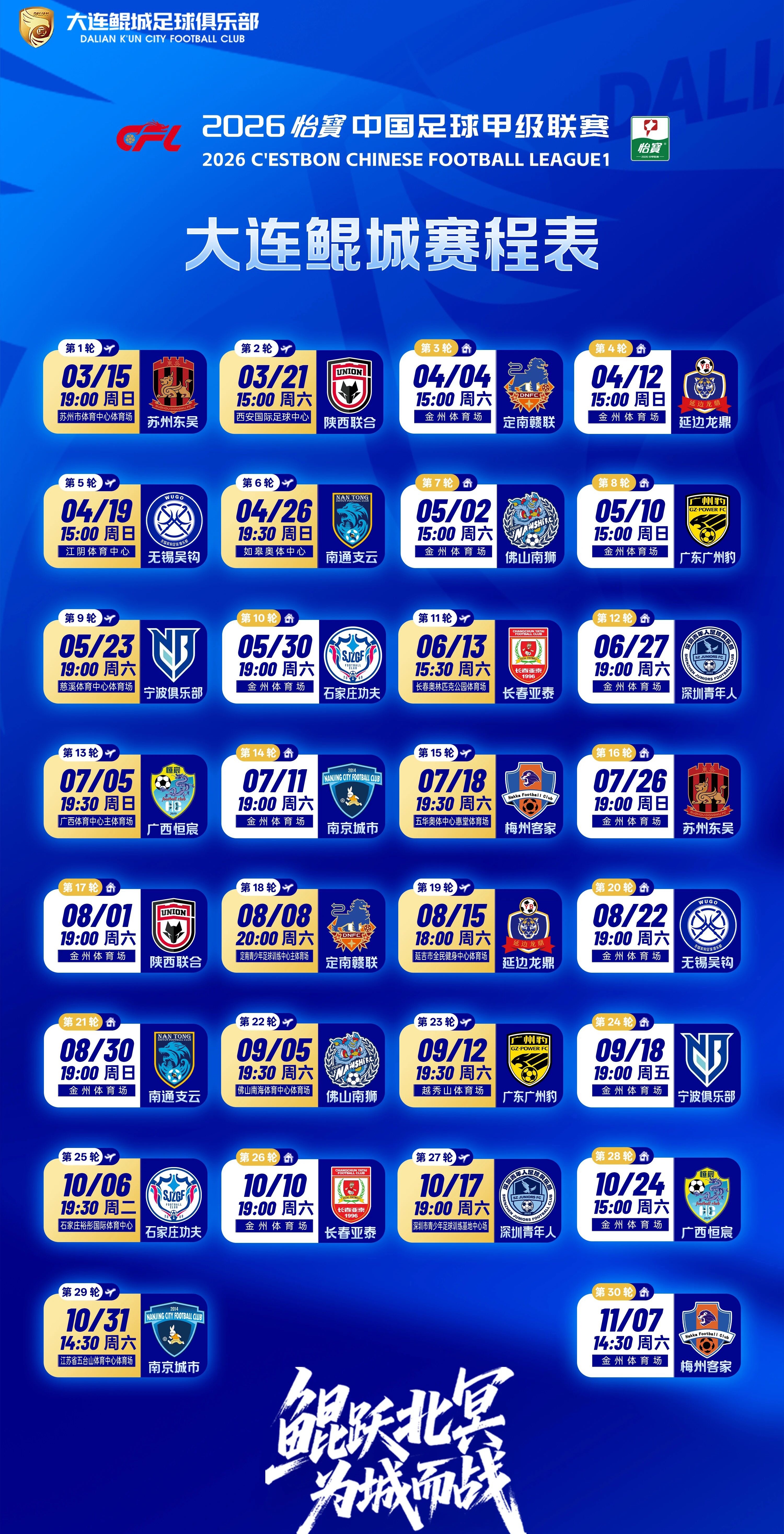 大连鲲城中甲赛程 