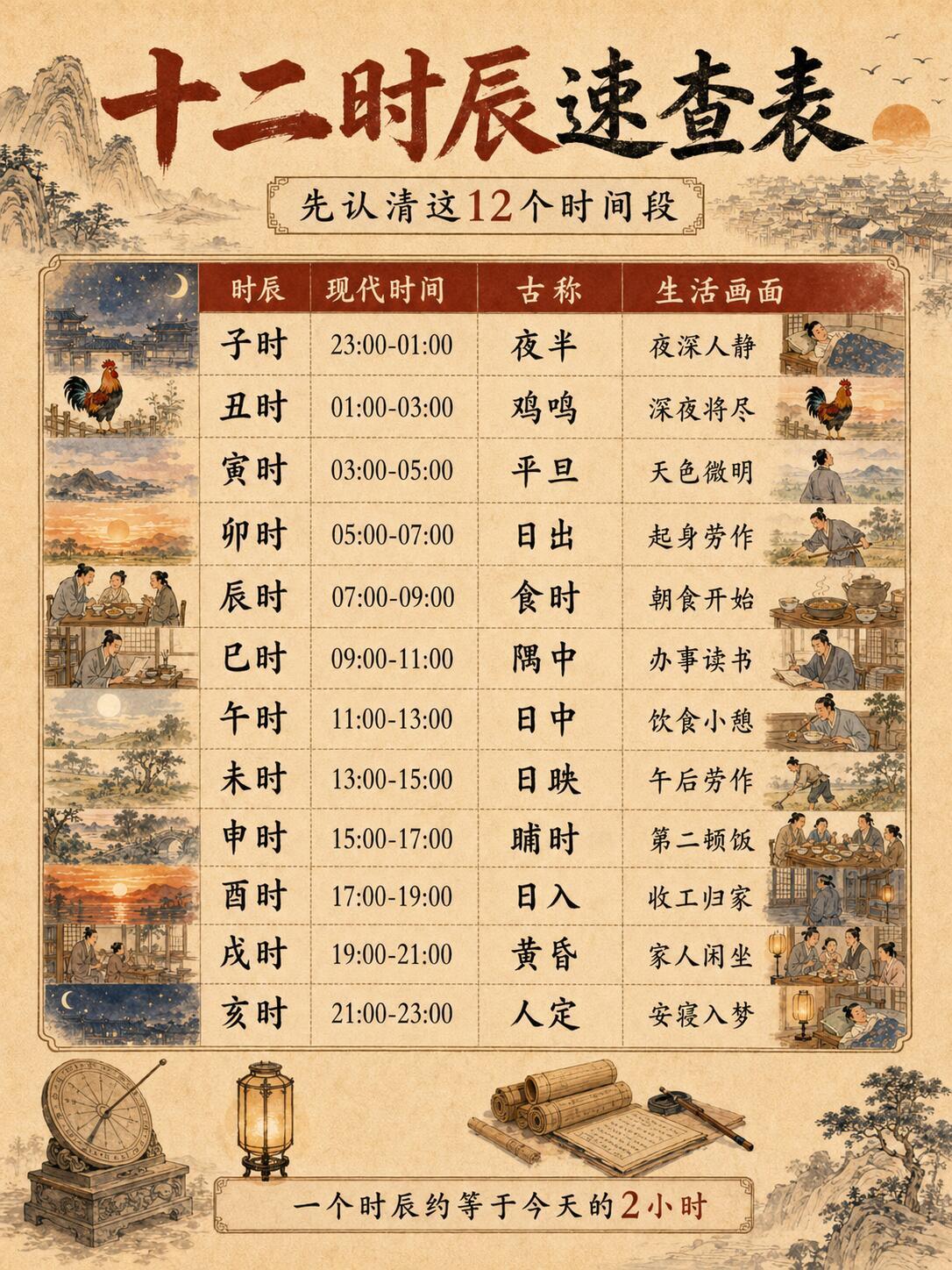 古人一天怎么过？ 十二时辰全看懂，都是烟火人间 