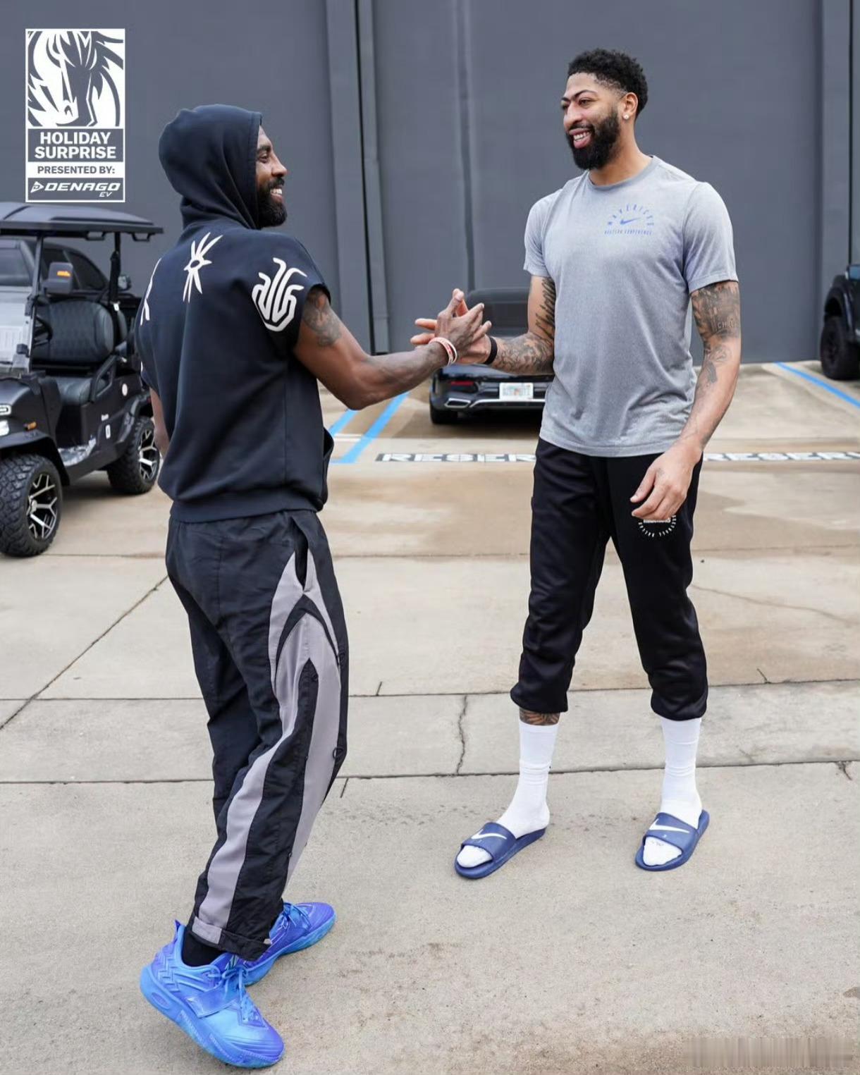 还要啥自行车啊？梦幻联动？自东契奇送全队电动车后，欧文也来了！他送全队每人一辆定