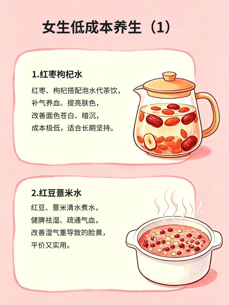低成本女生养生，几十块吃出满满好气色
养好气血好气色，不用昂贵补品💎，家常平价