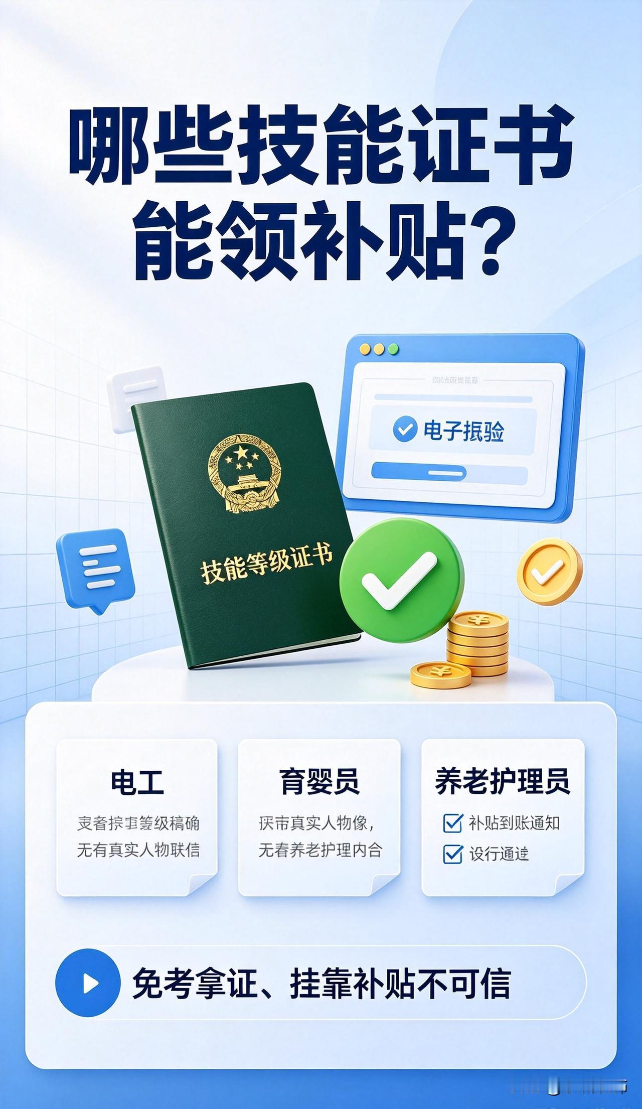 哪些技能证书能领补贴?
可以申领技能提升补贴的，仅限人社备案的技能等级证书，如电