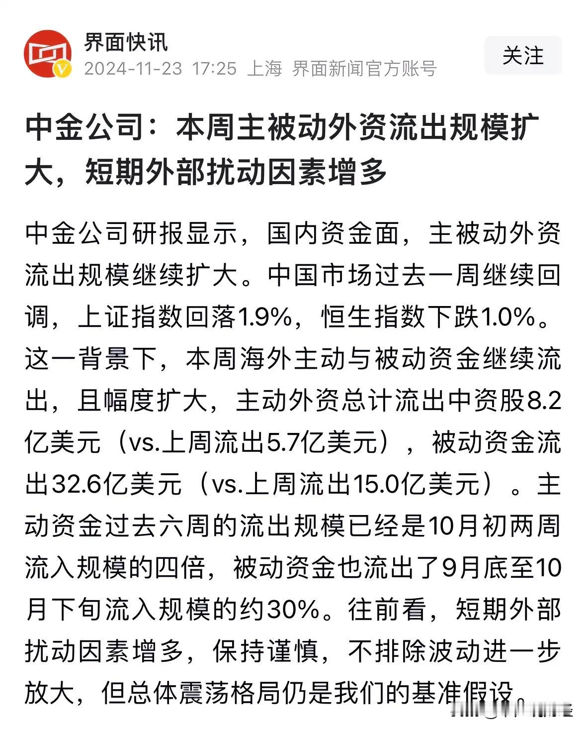 A股为何大跌失守3300点？中金公司研报称外资流出规模扩大：明天A股又要开门了，