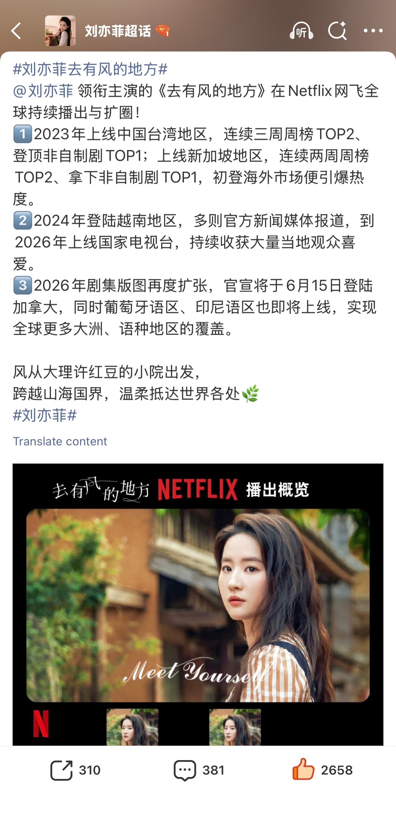 刘亦菲那部剧《去有风的地方》许红豆的风吹向了全球🫘 