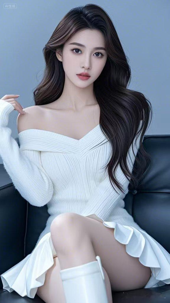 白裙如雪，温柔似水，慵懒坐姿藏着心动秘密，美得让人想偷帧收藏。