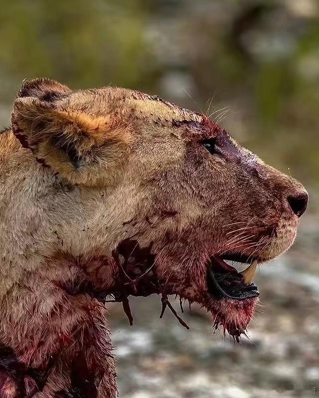 狩猎后疲惫不堪的母狮 
