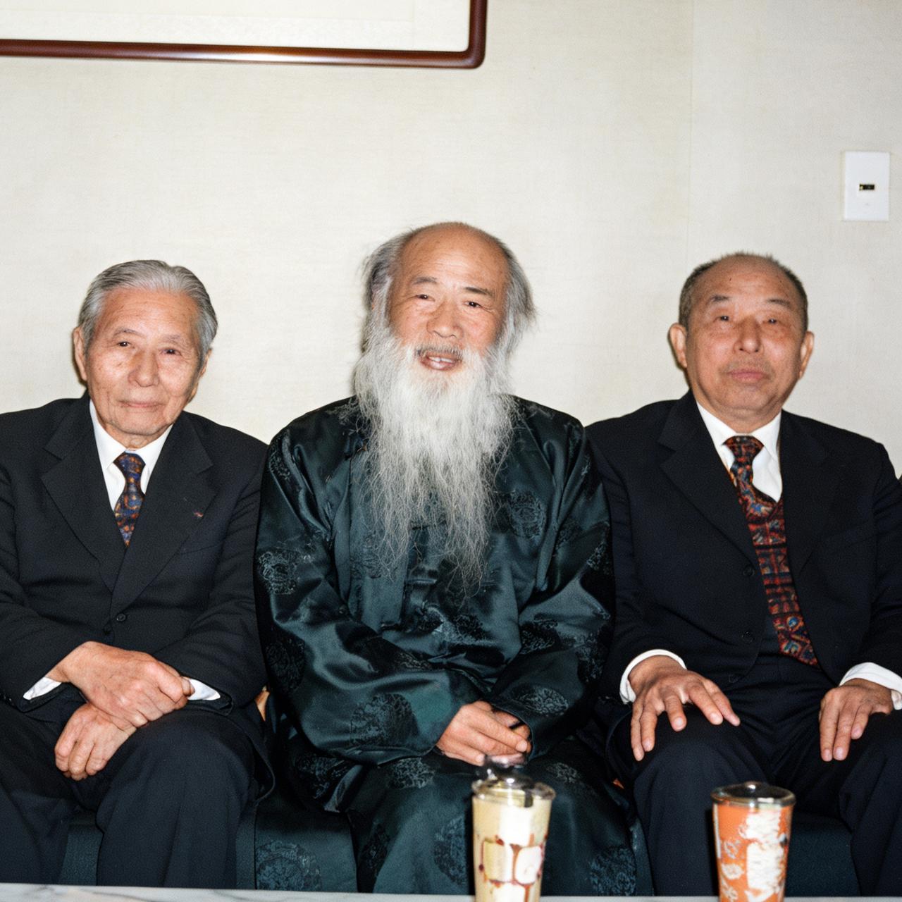 60年代，民国“三张”相聚，一张罕见的合影，从左到右分别是张群、张大千、张学良，