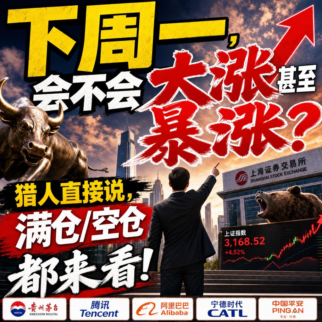 下周一，A股会不会大涨甚至暴涨？
很多人觉得节后开盘大概率延续科技狂欢，满仓冲进