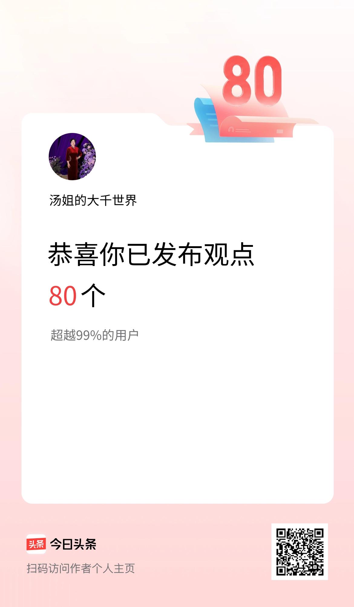 我在头条累计投稿观点80个