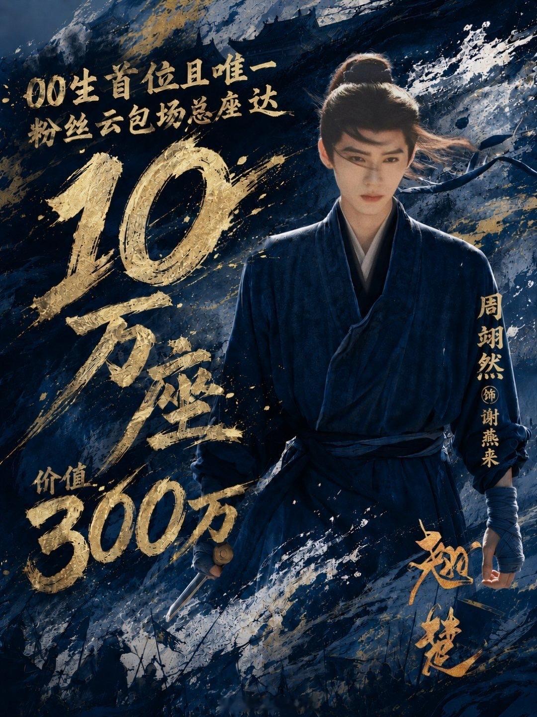 周翊然翘楚云包场达10万座，是00生里唯一且第一个达到此目标的，江湖包了4.3w