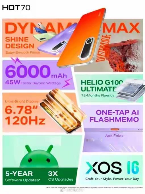 传音这台Infinix Hot 70，直接把“变色手机”从概念变成了现实！The